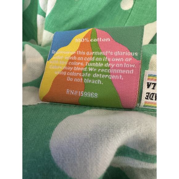 Big Bud Lazy Daisy Button Up Shirt Green Floral Print Top Cotton US Made Size XS - Picture 7 of 12